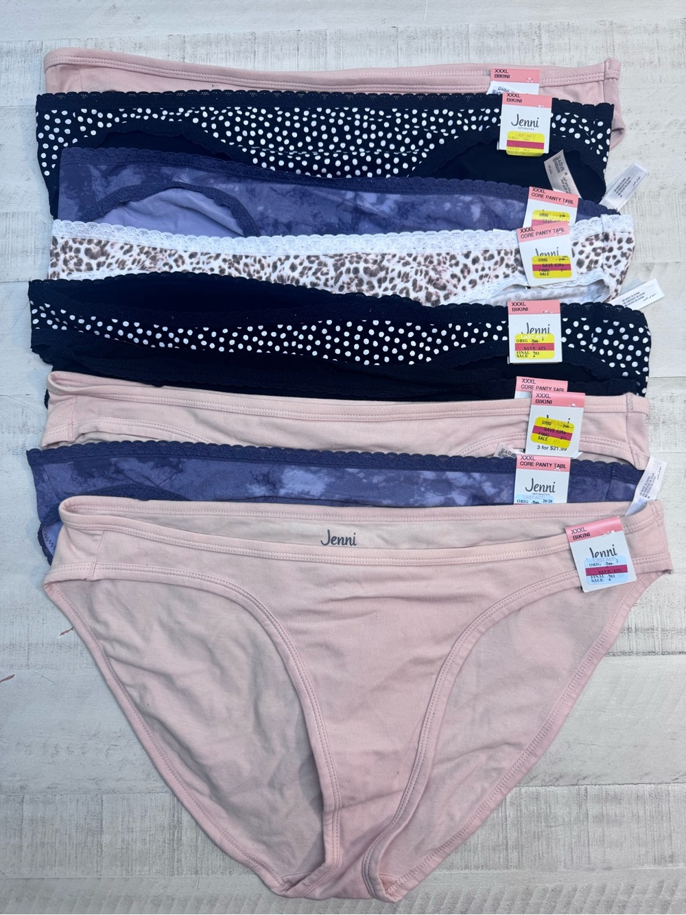 Jenni 9-Pack Cotton Underwear Women's Panties NWT Size XXXL